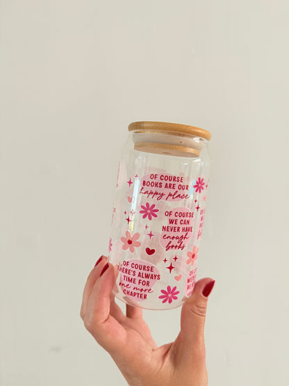 Glass tumbler with bamboo lid