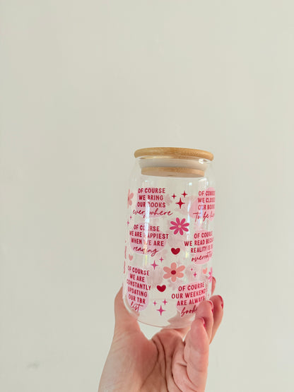 Glass tumbler with bamboo lid