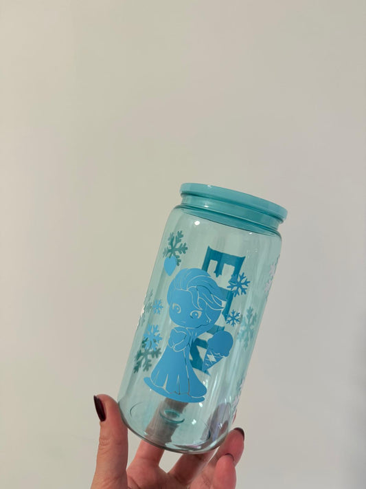 Plastic cup with lid and straw